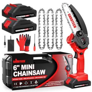 BEST Mini Chainsaw 6 Inch, Gardtech Cordless Portable Electric Chain Saw Handheld Electric Chainsaws with 2025 Upgraded 4 Chains 2 Batteries Good for Olders, DIYer, Gardeners Continuously 2 Hours Work