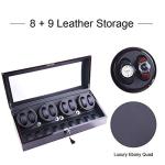 udgtee XTELARY Automatic Watch Winder, Watch Winders with 8 Winder Positions, 9 Storage Spaces, Super Quiet Motor, 4 Rotation Modes, and Dual Power Supply for Men and Women Watches