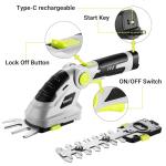 Hedge Trimmer Cordless Grass Shear: DEKOPRO 8V Electric Bush Trimmer Grass Cutter Trimmer, 2 in 1 Handheld Hedge Trimmers for Garden Lawn Hedge Yard, Lithium-Ion Battery and Type-C Cable Included