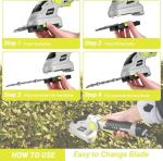 Hedge Trimmer Cordless Grass Shear: DEKOPRO 8V Electric Bush Trimmer Grass Cutter Trimmer, 2 in 1 Handheld Hedge Trimmers for Garden Lawn Hedge Yard, Lithium-Ion Battery and Type-C Cable Included