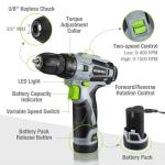 WORKPRO Cordless Drill Driver Kit, 12V Electric Screwdriver Driver Tool Kit, 3/8" Keyless Chuck, Charger and Storage Bag Included