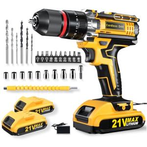 KELNOW 21V Cordless Drill Set with 27 Accessories