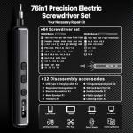 AXTH 76in1 Mini Electric Screwdriver, [Bearing Steel] Magnetic Power Precision Screw driver Set, Rechargeable Tiny Cordless Repair Tool Kit, for Eyeglass, Watch, Computer, Ring Doorbell, PS5, More