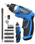 8V Cordless Screwdriver,6+1 Torque Max 10N·m Electric Power Screwdriver with 47 Accessories,180°Pivoting Handle, 2000mAh Rechargeable Screw Gun&Bit Set with LED Light, Flexible Shaft,for Home,Office