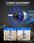 8V Cordless Screwdriver,6+1 Torque Max 10N·m Electric Power Screwdriver with 47 Accessories,180°Pivoting Handle, 2000mAh Rechargeable Screw Gun&Bit Set with LED Light, Flexible Shaft,for Home,Office