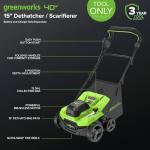 Greenworks 40V 15 inch Dethatcher/Scarifier, Tool Only