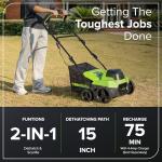 Greenworks 40V 15 inch Dethatcher/Scarifier, Tool Only