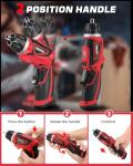 DuroFort Cordless Electric Screwdriver Set, 8V 10Nm Rechargeable Power Electric Drill, Battery Screw Gun with Driver Bit, 320RPM/10+1 Torque, 2 Position Handle, Flexible Shaft LED Light (Red, 28Pcs)