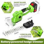 VARAI Hedge Trimmer Cordless, 2 in 1 Cordless Hedge Trimmer with 2600mAh Battery*2, High Power and Large Capacity Hedge Shears for Gardens, Patios and Lawns Charger Included