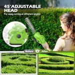 VARAI Hedge Trimmer Cordless, 2 in 1 Cordless Hedge Trimmer with 2600mAh Battery*2, High Power and Large Capacity Hedge Shears for Gardens, Patios and Lawns Charger Included