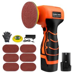 16.8V Cordless Electric Sander with 36PCS Sandpapers, 3500 RPM, 3.0Ah Battery, Lightweight & Compact Design for Wood, Metal, Paint Removal, and DIY Projects