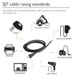 VSEER 6Ft 16 Gauge 3 Prong Heavy Duty Universal AC Appliance Replacement Power Supply Cord Cable with Open End, SJT 16AWG US Plug 13A/125V 1625W, Black