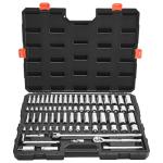 VEVOR Socket Set, 76 Pieces, 3/8 inch Drive Socket and Ratchet Set, SAE and Metric, Deep and Shallow, Mechanic Tool Kit with Accessories and Storage Case, CR-V Alloy Steel, for Automotive Repair