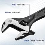 WORKPRO 8" Adjustable Wrench, Black Oxide Wrench 8 Inch with Inch/Metric Scale, Premium Cr-V Steel