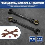 WORKPRO 22-piece Ratcheting Wrench Set with 180° Flex Head, Anti-Slip Tooth, Combination Wrench Sets with Organizer Box, Metric 6-18mm & SAE 1/4-3/4", Black Electrophoretic Coating