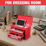 WORKPRO Portable Mini Tool Box, 2 Drawers Metal Tool Chest with Ball Bearing Slides, Top Storage with Latch, Ergonomic Carrying Handle, Mechanic Toolbox with PVC Liners and PP Feet Pads