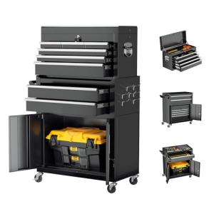Omelaza 8-Drawer Rolling Tool Chest with Lock, Detachable Tool Cabinet Cart with Wheels, High-Capacity Mechanic Tool Organizer for Garage Workshop Warehouse Storage​
