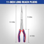 WORKPRO Premium 11” Extra Long Needle Nose Pliers, Paper Clamp Precision, Heavy-Duty CRV Steel, Soft Grip