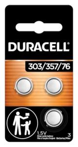 Duracell 303/357/76 Silver Oxide Button Battery, 3 Count (Pack of 1), Silver, Battery with Long-Lasting Power for Watches, Calculators, and More