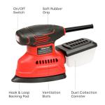 Vkndoynt Detail Sander, 12,000 OPM Mini Electric Sander with Dust Collector, 1.1Amp Power Mouse Sander with 15PCS Sanderpapers for Tight Spaces Sanding, Polishing, Removing Paint in Home Decoration