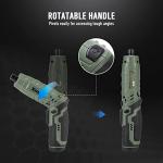 KREBS Power Electric Screwdriver, 4V Max 5Nm Cordless Screwdriver Rechargeable Set with 39pcs bits Accessories Kit, with LED Light Adjustable 2 Position Handles