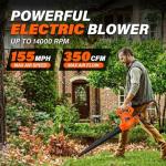 MAXLANDER Leaf Blower Corded, 7-AMP 350CFM/155MPH Electric Leaf Blower, Lightweight Handheld Small Leaf Blowers for Lawn Care