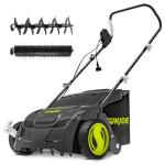 Sun Joe Electric Lawn Dethatcher & Scarifier with 8-Gal Bag, 12 Amp, 12.6 Inch, Black - Heavy Duty Gardening Machine and Equipment for Lawn, Yard, and Grass, AJ801E