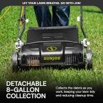Sun Joe Electric Lawn Dethatcher & Scarifier with 8-Gal Bag, 12 Amp, 12.6 Inch, Black - Heavy Duty Gardening Machine and Equipment for Lawn, Yard, and Grass, AJ801E