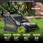 Sun Joe Electric Lawn Dethatcher & Scarifier with 8-Gal Bag, 12 Amp, 12.6 Inch, Black - Heavy Duty Gardening Machine and Equipment for Lawn, Yard, and Grass, AJ801E