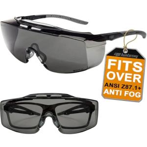 HTS HUNTERSKY ANSI Z87 Anti Fog Lab Safety Glasses Over Eyeglasses Integrated Side Shields, 100% UV Protective Goggles 3906L
