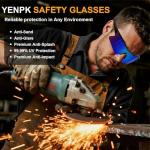 YENPK 12 Pack Tinted Safety Glasses Protective Eyewear, Safety Goggles Sunglasses for Men and Women, ANSI Z87.1+ Certified, Eyes Protection UV400 Anti Splash & Scratch, Impact Resistant(Multicolor)