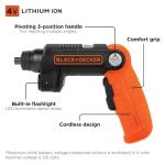 BLACK+DECKER 4V MAX* Cordless Screwdriver with LED Light (BDCSFL20C)