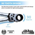 Mountain 5-Piece Metric Double Box Universal Spline Reversible Ratcheting Wrench Set; 8 mm - 18mm, 90 Tooth Design, Long, Flexible; MTNRM6