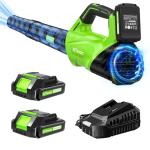2025 Upgrade Leaf Blower, Leaf Blower Cordless with 2 * 2.6AH Batteries and Fast Charger, 450CFM &150MPH and 2 Speed Mode, Lightweight Electric Leaf Blowers for Lawn,Yard, Leaves, Dust,Snow Care