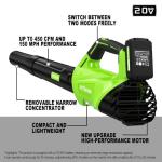 2025 Upgrade Leaf Blower, Leaf Blower Cordless with 2 * 2.6AH Batteries and Fast Charger, 450CFM &150MPH and 2 Speed Mode, Lightweight Electric Leaf Blowers for Lawn,Yard, Leaves, Dust,Snow Care