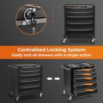 Goplus 5-Drawer Rolling Tool Chest, Steel Tool Storage Cabinet with Handle, Hanging Holes, Central Keyed Locking System, Universal Lockable Wheels, Tool Organizer Box for Garage Workshop