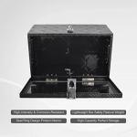 FGJQEFG 20 Inch Tool Box Flatbox Truck Car Outdoor Trailer Pickup Underbody Toolbox,RV Storage Organizer,Underbed Tools Organizer W/Lock & Keys, Black Aluminum 5 Bar Tread(20''X12''X9.5'')