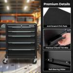 Goplus 5-Drawer Rolling Tool Chest, Steel Tool Storage Cabinet with Handle, Hanging Holes, Central Keyed Locking System, Universal Lockable Wheels, Tool Organizer Box for Garage Workshop