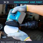 IRONFIST Brushless Random Orbital Sander, 6 Speeds Max 13500rpm, 5” Electric Sander Cordless 21V with Dust Collector and 23pcs accessories Included Battery and Charger