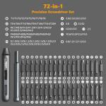 72 in 1 Electric Screwdriver Kit, 3.7V Dual-Head Precision Screwdriver Set with 3.5N.m Manual Screwdriver and 0.3N.m Mini Electric Screwdriver, Magnetic Case for Repair Cameras, Laptops, DIY Kits