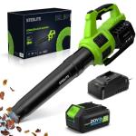 STEELITE Leaf Blower 21V, Electric Leaf Blower Cordless with 4.0Ah Battery and Charger, Powerful Battery Blower for Lawn Care, Patio Cleaning and Dust
