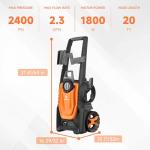 Giraffe Tools Pressure Washer, Max 2400 PSI, 2.3 GPM Electric Power Washer with 4 Quick-Connect Nozzles, Foam Cannon for Cars/Patios/Driveways/Fences
