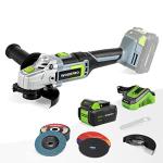 WORKPRO 20V Cordless Angle Grinder Kit, 4-1/2 Inch, Lightweight Angle Grinder Tool 4.0Ah Lithium-Ion Battery & Fast Charger, Ergonomic Button Position for Reducing Hand Pressure