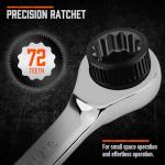 HORUSDY 26-Piece Ratcheting Wrench Set | Metric and SAE | Ratchet Combination Wrenches Set with Organizer | 72-Tooth | Chrome Vanadium Steel | 6-19 mm & 1/4” to 3/4“ (13-Piece Metric&SAE)