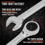 HORUSDY 26-Piece Ratcheting Wrench Set | Metric and SAE | Ratchet Combination Wrenches Set with Organizer | 72-Tooth | Chrome Vanadium Steel | 6-19 mm & 1/4” to 3/4“ (13-Piece Metric&SAE)