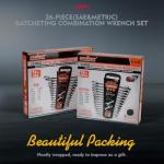 HORUSDY 26-Piece Ratcheting Wrench Set | Metric and SAE | Ratchet Combination Wrenches Set with Organizer | 72-Tooth | Chrome Vanadium Steel | 6-19 mm & 1/4” to 3/4“ (13-Piece Metric&SAE)