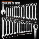 HORUSDY 26-Piece Ratcheting Wrench Set | Metric and SAE | Ratchet Combination Wrenches Set with Organizer | 72-Tooth | Chrome Vanadium Steel | 6-19 mm & 1/4” to 3/4“ (13-Piece Metric&SAE)