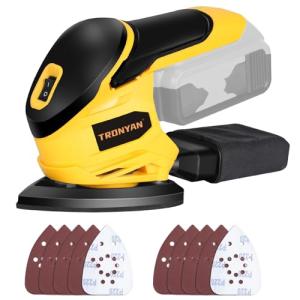 Cordless Detail Sander Compatible with DeWalt 20V Max Battery (Tool Only), 12,000 OPM, 10Pcs Sandpapers, Dust Bag for Woodworking, Tight Spaces Sanding, Polishing, Removing Paint (No Battery)
