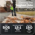 Greenworks 40V (230 MPH / 505 CFM / 75+ Compatible Tools) Cordless Brushless Leaf Blower / Vacuum, 5.0Ah Battery and Charger Included