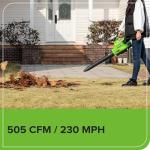 Greenworks 40V (230 MPH / 505 CFM / 75+ Compatible Tools) Cordless Brushless Leaf Blower / Vacuum, 5.0Ah Battery and Charger Included